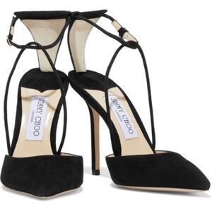 New Jimmy Choo Leta 100 Suede Pumps in Black